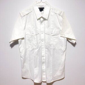 3 FOR $15 Mens uniform short sleeve shirt button down L White